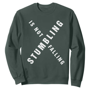 Malcolm X Stumbling Is Not Falling Sweatshirt Black History Month TS11 Dark Forest Green Print Your Wear