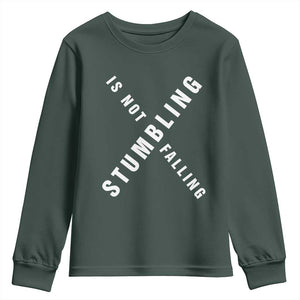 Malcolm X Stumbling Is Not Falling Youth Sweatshirt Black History Month TS11 Dark Forest Green Print Your Wear