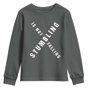 Malcolm X Stumbling Is Not Falling Youth Sweatshirt Black History Month TS11 Dark Heather Print Your Wear