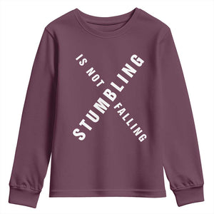 Malcolm X Stumbling Is Not Falling Youth Sweatshirt Black History Month TS11 Maroon Print Your Wear