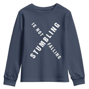 Malcolm X Stumbling Is Not Falling Youth Sweatshirt Black History Month TS11 Navy Print Your Wear