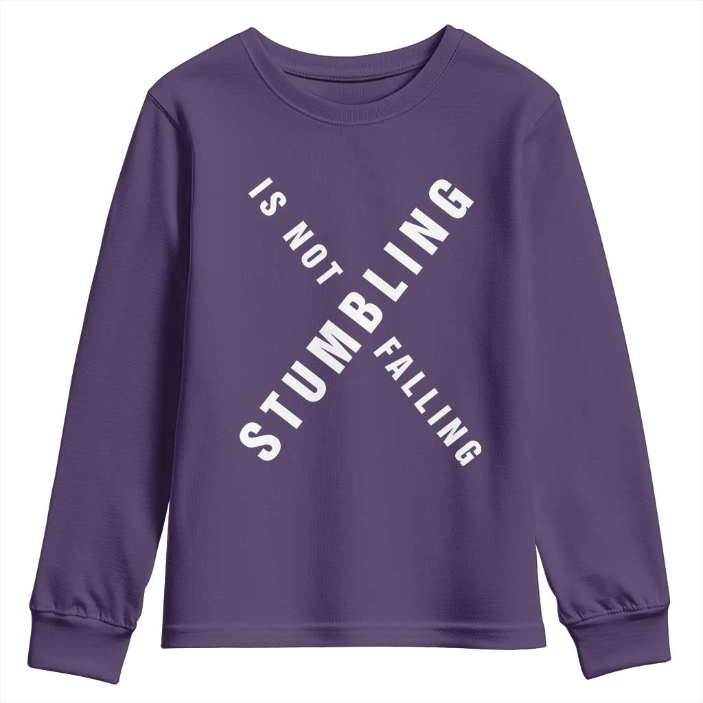 Malcolm X Stumbling Is Not Falling Youth Sweatshirt Black History Month TS11 Purple Print Your Wear