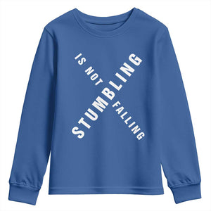 Malcolm X Stumbling Is Not Falling Youth Sweatshirt Black History Month TS11 Royal Blue Print Your Wear