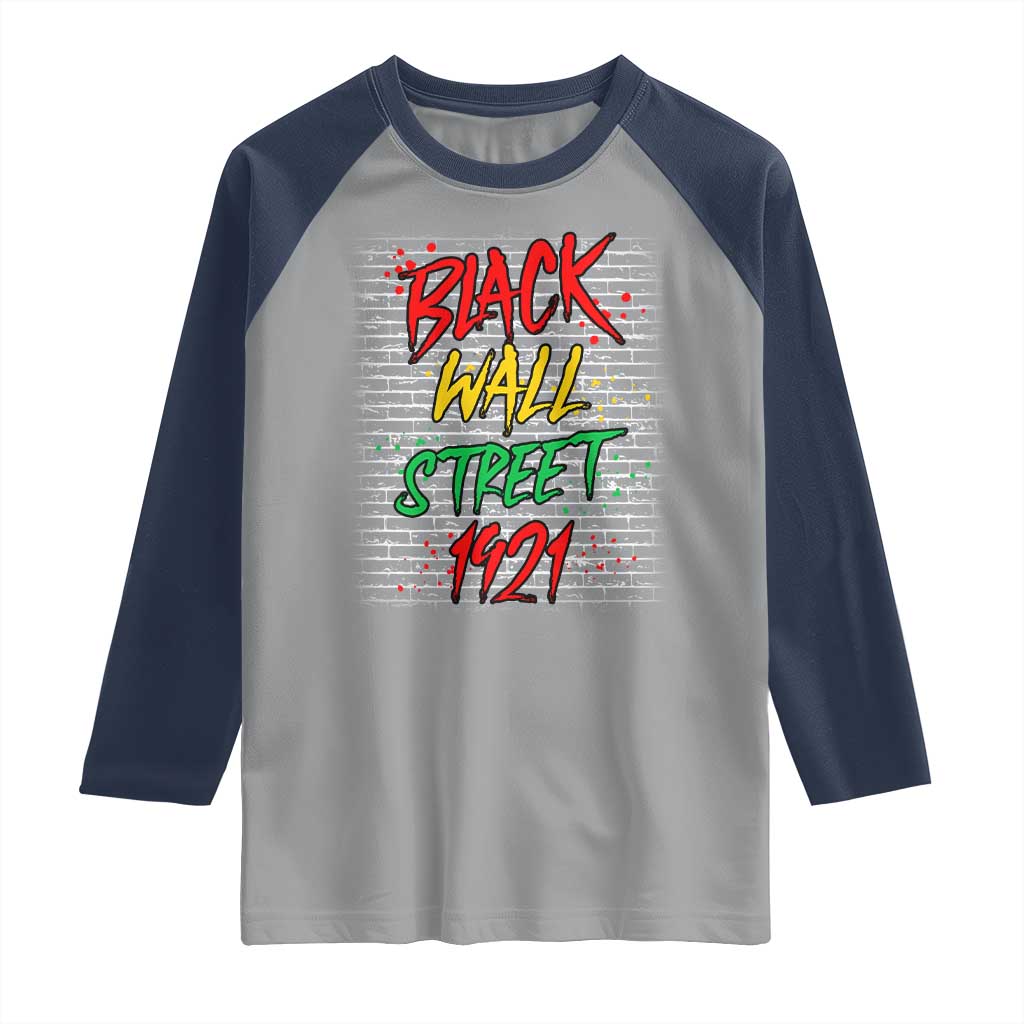 Black Wall Street 1921 Raglan Shirt Tulsa Oklahoma Black History Month TS11 Sport Gray Navy Print Your Wear