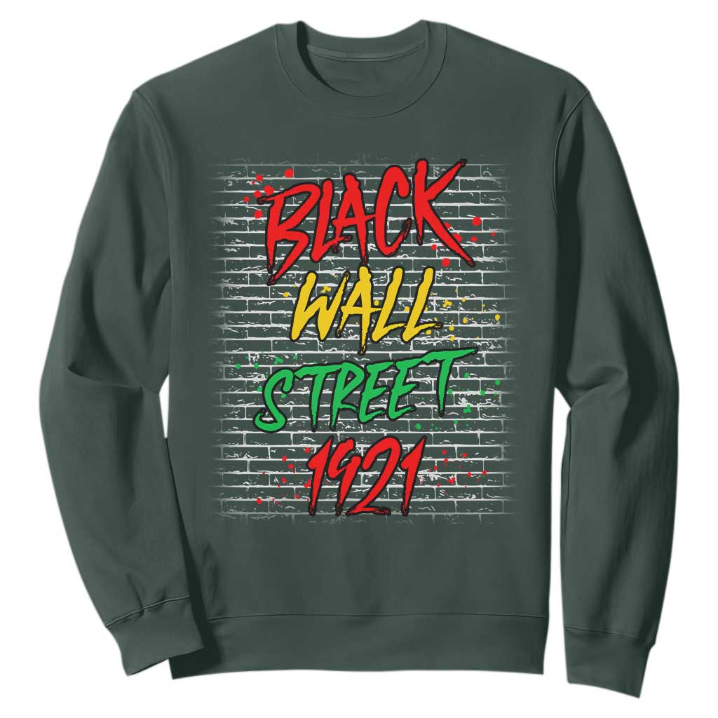 Black Wall Street 1921 Sweatshirt Tulsa Oklahoma Black History Month TS11 Dark Forest Green Print Your Wear