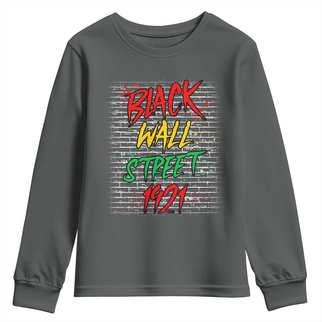 Black Wall Street 1921 Youth Sweatshirt Tulsa Oklahoma Black History Month TS11 Dark Heather Print Your Wear
