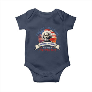 Frederick Douglass Inspirational Quotes Baby Onesie Once You Learn To Read You Will Be Forever Free American Flag TS11 Navy Print Your Wear