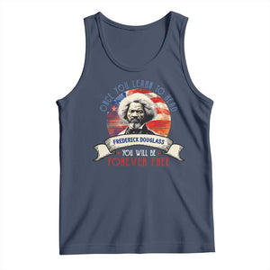 Frederick Douglass Inspirational Quotes Tank Top Once You Learn To Read You Will Be Forever Free American Flag TS11 Navy Print Your Wear