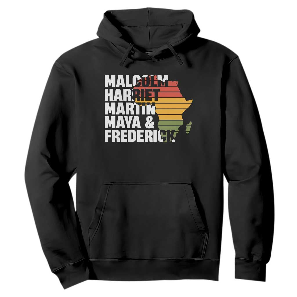 Black History Leaders Hoodie Malcolm Harriet Martin Maya Frederick Africa Map TS11 Black Print Your Wear