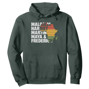 Black History Leaders Hoodie Malcolm Harriet Martin Maya Frederick Africa Map TS11 Dark Forest Green Print Your Wear