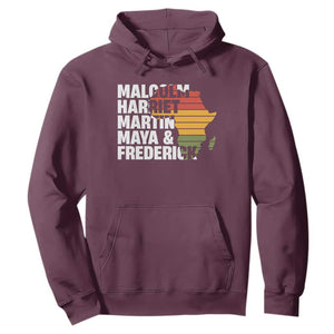 Black History Leaders Hoodie Malcolm Harriet Martin Maya Frederick Africa Map TS11 Maroon Print Your Wear
