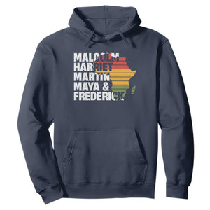 Black History Leaders Hoodie Malcolm Harriet Martin Maya Frederick Africa Map TS11 Navy Print Your Wear