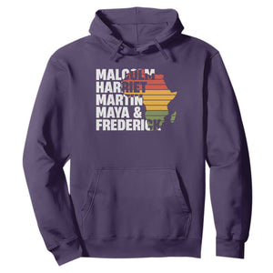 Black History Leaders Hoodie Malcolm Harriet Martin Maya Frederick Africa Map TS11 Purple Print Your Wear