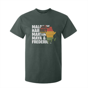 Black History Leaders T Shirt For Kid Malcolm Harriet Martin Maya Frederick Africa Map TS11 Dark Forest Green Print Your Wear