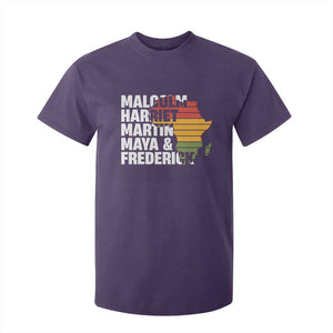 Black History Leaders T Shirt For Kid Malcolm Harriet Martin Maya Frederick Africa Map TS11 Purple Print Your Wear
