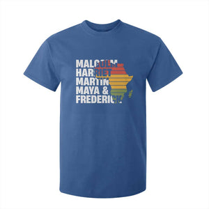 Black History Leaders T Shirt For Kid Malcolm Harriet Martin Maya Frederick Africa Map TS11 Royal Blue Print Your Wear