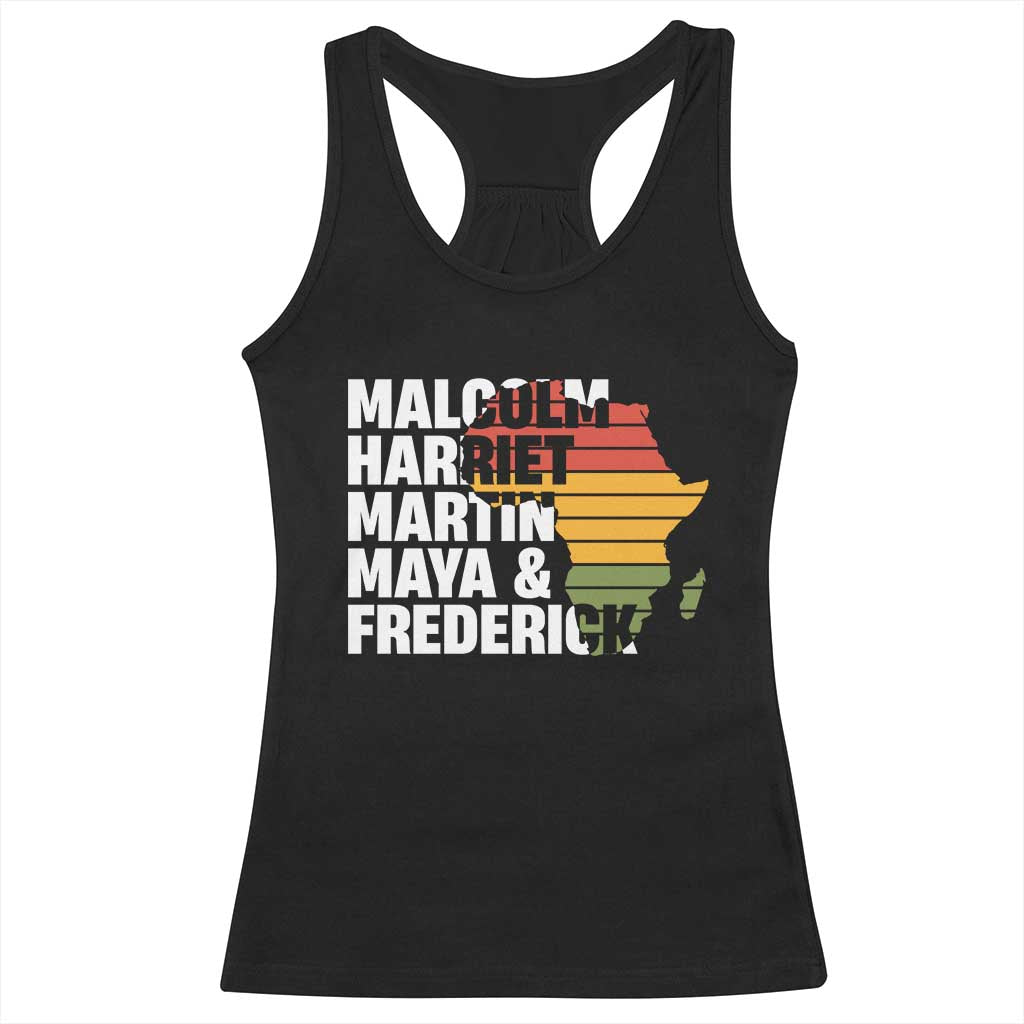 Black History Leaders Racerback Tank Top Malcolm Harriet Martin Maya Frederick Africa Map TS11 Black Print Your Wear
