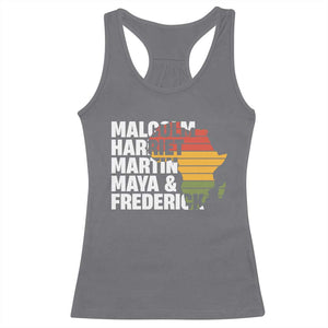 Black History Leaders Racerback Tank Top Malcolm Harriet Martin Maya Frederick Africa Map TS11 Charcoal Print Your Wear
