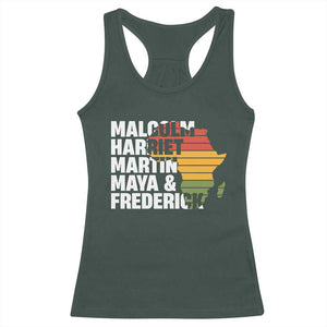 Black History Leaders Racerback Tank Top Malcolm Harriet Martin Maya Frederick Africa Map TS11 Dark Forest Green Print Your Wear