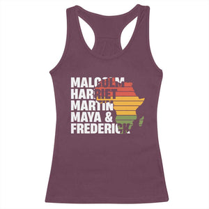 Black History Leaders Racerback Tank Top Malcolm Harriet Martin Maya Frederick Africa Map TS11 Maroon Print Your Wear