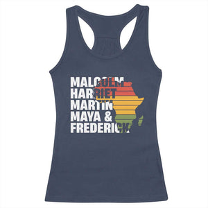 Black History Leaders Racerback Tank Top Malcolm Harriet Martin Maya Frederick Africa Map TS11 Navy Print Your Wear