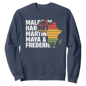 Black History Leaders Sweatshirt Malcolm Harriet Martin Maya Frederick Africa Map TS11 Navy Print Your Wear