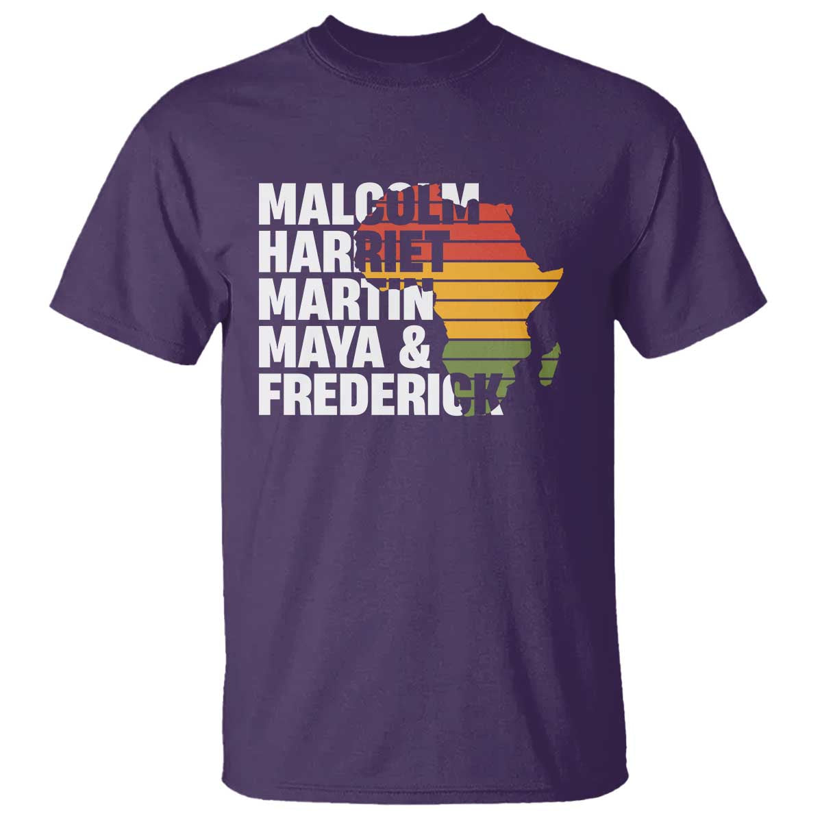 Black History Leaders T Shirt Malcolm Harriet Martin Maya Frederick Africa Map TS11 Purple Print Your Wear