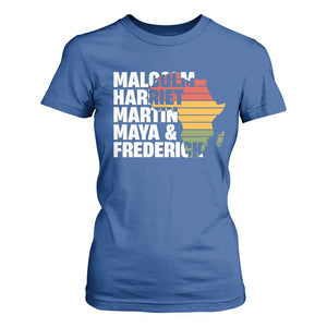 Black History Leaders T Shirt For Women Malcolm Harriet Martin Maya Frederick Africa Map TS11 Royal Blue Print Your Wear