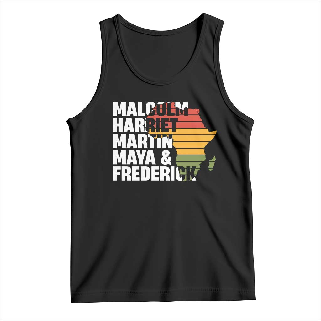 Black History Leaders Tank Top Malcolm Harriet Martin Maya Frederick Africa Map TS11 Black Print Your Wear