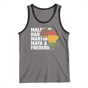 Black History Leaders Tank Top Malcolm Harriet Martin Maya Frederick Africa Map TS11 Deep Heather Black Print Your Wear