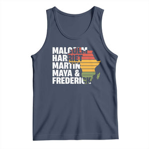Black History Leaders Tank Top Malcolm Harriet Martin Maya Frederick Africa Map TS11 Navy Print Your Wear