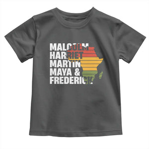 Black History Leaders Toddler T Shirt Malcolm Harriet Martin Maya Frederick Africa Map TS11 Dark Heather Print Your Wear