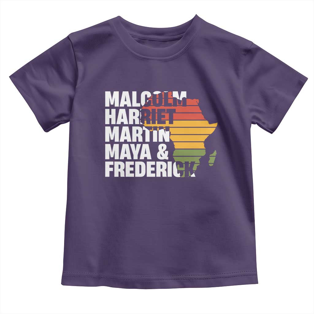 Black History Leaders Toddler T Shirt Malcolm Harriet Martin Maya Frederick Africa Map TS11 Purple Print Your Wear