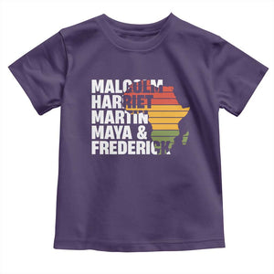 Black History Leaders Toddler T Shirt Malcolm Harriet Martin Maya Frederick Africa Map TS11 Purple Print Your Wear