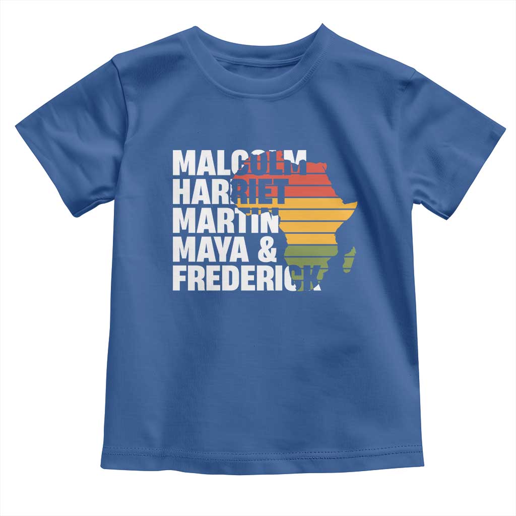 Black History Leaders Toddler T Shirt Malcolm Harriet Martin Maya Frederick Africa Map TS11 Royal Blue Print Your Wear