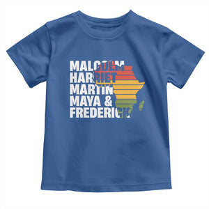 Black History Leaders Toddler T Shirt Malcolm Harriet Martin Maya Frederick Africa Map TS11 Royal Blue Print Your Wear