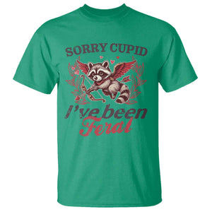 Funny Sorry Cupid I've Been Feral T Shirt Valentine's Day Cupid Racoon TS11 Irish Green Print Your Wear