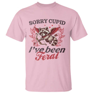 Funny Sorry Cupid I've Been Feral T Shirt Valentine's Day Cupid Racoon TS11 Light Pink Print Your Wear