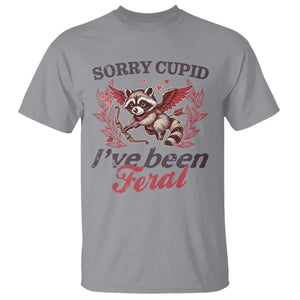 Funny Sorry Cupid I've Been Feral T Shirt Valentine's Day Cupid Racoon TS11 Sport Gray Print Your Wear