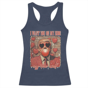 Funny Trump Valentine's Day Racerback Tank Top I Want You On My Side Of The Wall TS11 Navy Print Your Wear