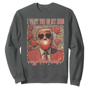 Funny Trump Valentine's Day Sweatshirt I Want You On My Side Of The Wall TS11 Dark Heather Print Your Wear