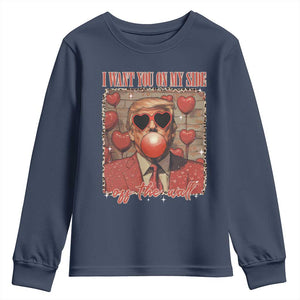 Funny Trump Valentine's Day Youth Sweatshirt I Want You On My Side Of The Wall TS11 Navy Print Your Wear