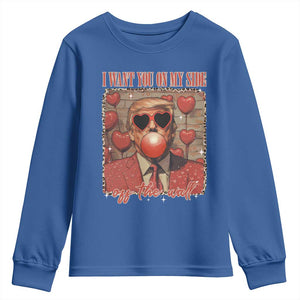 Funny Trump Valentine's Day Youth Sweatshirt I Want You On My Side Of The Wall TS11 Royal Blue Print Your Wear