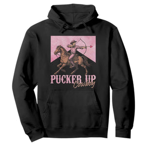 Funny Valentine's Day Western Cowboy Hoodie Pucker Up Cowboy Cupid TS11 Black Print Your Wear