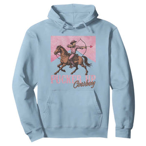 Funny Valentine's Day Western Cowboy Hoodie Pucker Up Cowboy Cupid TS11 Light Blue Print Your Wear