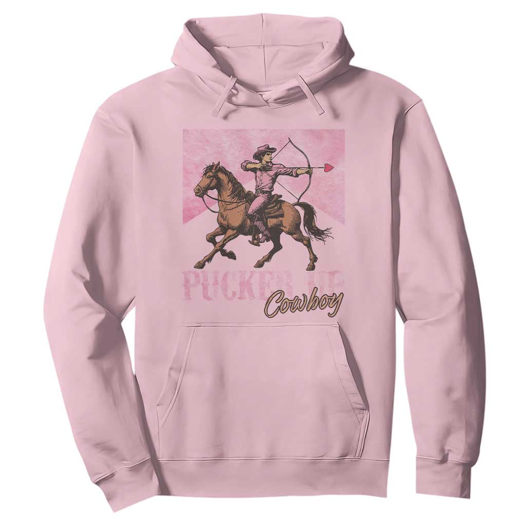 Funny Valentine's Day Western Cowboy Hoodie Pucker Up Cowboy Cupid TS11 Light Pink Print Your Wear