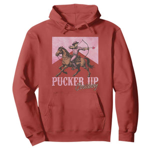 Funny Valentine's Day Western Cowboy Hoodie Pucker Up Cowboy Cupid TS11 Red Print Your Wear