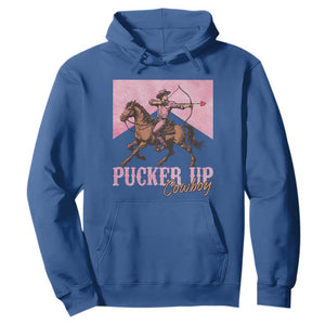 Funny Valentine's Day Western Cowboy Hoodie Pucker Up Cowboy Cupid TS11 Royal Blue Print Your Wear