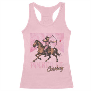 Funny Valentine's Day Western Cowboy Racerback Tank Top Pucker Up Cowboy Cupid TS11 Light Pink Print Your Wear