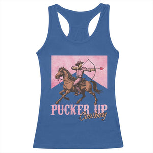 Funny Valentine's Day Western Cowboy Racerback Tank Top Pucker Up Cowboy Cupid TS11 Royal Blue Print Your Wear